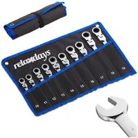 relaxdays Maulschlüssel Flexibles Schraubenschlüssel Set 10-tlg.