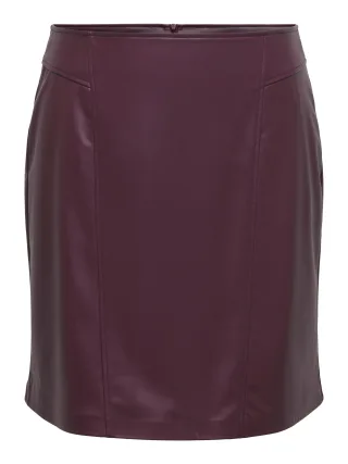 ONLY CARMAKOMA - CARBITTEN FAUX LEATH MINI SKIRT OTW Fig - Gr. - 48