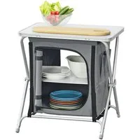 en.casa Campingtisch, Tullinge Campingküche 60x45x64 cm Dunkelgrau