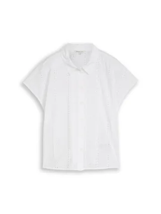 Denim Tom Tailor - Bluse mit Lochstickerei white - Gr. - M