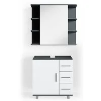 Vicco Badmöbel-Set Ilias, Anthrazit, 2-teilig, (2-er Set, 2-St., 2er Set)
