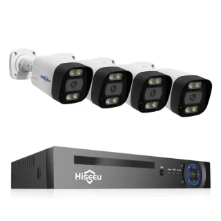 Hiseeu 8CH PoE Security CCTV Camera System Set Colorful Night Vision 2-way Audio APP Remote Monitoring H.265 AI Face Det
