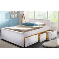 OTTO home Massivholzbett Hugo, FSC® zertifiziert, Landhausstil, zeitlos und edel (auch als Super Sparset inklusive Schubkästen), Stauraumbett, extra belastbar, Made in EU, viele Breiten
