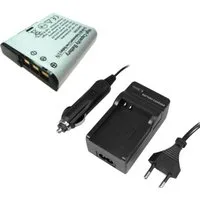 Trade-Shop 2in1 Set passend für Sony Cybershot NP-BG1 NP-FG1 DSC-W115 Ladegerät + Kamera-Akku Li-Ion 1100 mAh (3,7 V), Für 220V Steckdose und 12V/24V Kfz Zigarettenanzünder