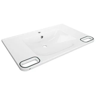 KWC Aquarotter Einzelwaschtisch, MEDCARE, MIRANIT, 850x150x550 mm, weiß/grau, Hl., Ül., Gr., 2030070 2030070523