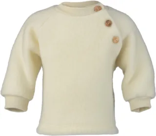 Engel Natur Raglanpullover mit Holzknöpfen Merino Fleece natur 50/56