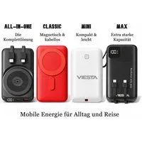 VIESTA PD20W QC22,5W USB-C Wireless Magnet 9000/10.000/20.000 mAh je Variante Powerbank, Praktische Mini/Classic/All-in-One/Max für flexibles Laden unterwegs