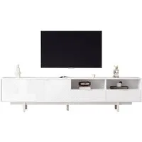 Merax Lowboard mit geometrischen Linien, TV-Schrank mit 2 Türen, 2 Schubladen und 2 offene Fächer, Breit: 200cm