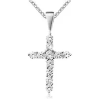 Firetti Kette mit Anhänger Schmuck Geschenk Silber 925 Halsschmuck Halskette Ankerkette Kreuz, mit Zirkonia (synth)