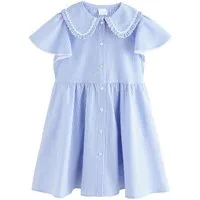 Next Hemdblusenkleid Kleid mit Vichykaros und Engelsärmeln (1-tlg)