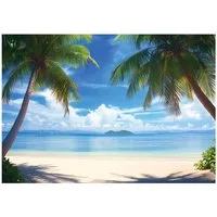 Wallarena Fototapete Palmen Strand - Mehrfarbig - Modern - Vlies - Schlafzimmer, glatt, (7 St), 350x250cm