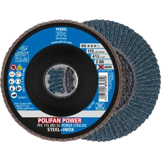 PFERD TOOLS POLIFAN POWER Fächerscheibe PFC X-LOCK konisch SG STEELOX Stahl/Edelstahl - 67788117