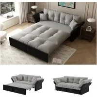 BBG Schlafsofa 3-in-1 Schlafsofa 190 cm – Platzsparendes Ausziehsofa mit Bettfunktion, Kleine Größe Gästebett, Velours Couch mit Kissen, Perfekt für kleine Wohnungen & Besuch