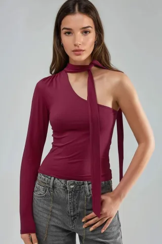 Bluse mit einem Ärmel und Schal-Detail