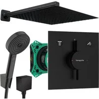 Hansgrohe und Jowi Duscharmatur DuoTurn E Unterputz Duscharmatur, Duschsystem Schwarz, Pulsify (Unterputz-Duschsystem) Handbrause: komfortable Strahlartenumstellung durch Select-Taste