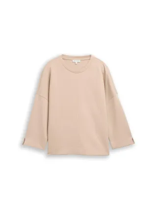 Tom Tailor - Loose Fit Sweatshirt mit 7/8-Arm Gravel Beige - Gr. - XL