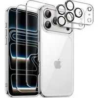 CLM-Tech Displayschutzglas 2X für iPhone 17 Pro 6,3 Zoll, Panzerfolie 2X Kameraschutz 4er Set Kameraglas Panzerglas 9H Glas Folie, 4 Stück, Anti-Fingerabdruck und blasenfreie Anbringung