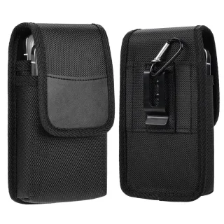 7.5'' Universal Phone Waist Bag Portable Nylon Dual Pocket Wear Belt Waist Packs Protective Case with Buckle