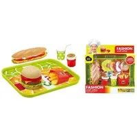Jollity Spiellebensmittel Fastfood-Set M – Spielset mit Hamburger, Sandwich & Pommes