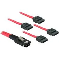 Adapterkabel Mini SAS SFF-8087 > 4x SATA 7-Pin rot, 1 Meter
