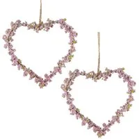 matches21 HOME & HOBBY Dekokranz Blumenherz Schleierkraut Herz Dekokranz 2er Set rosa Ø 11 cm