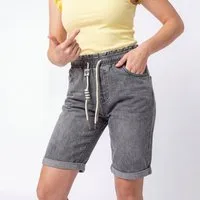 OriginalYou Bermudas Damen Jeans Shorts Mom Fit Sommer Stretch Bermuda Denim-Optik Elastikbund, erhältlich von Größe 34 bis 48