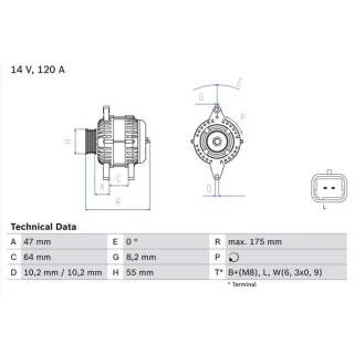Bosch Lichtmaschine 120A Renault 0986049650