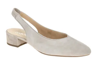Gabor 81.520.12 Sling Pumps Grau (puder) Echtleder Blockabsatz 3cm F-Normal