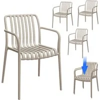 STEELSØN Gartenstuhl Pincoya wetterfest und UV-beständig (taupe, 4er Set), stapelbarer Balkonstuhl Kunststoff, verfügbar als 2er/4er/6er Set