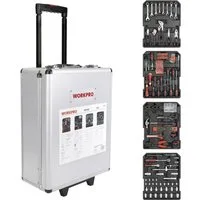 WorkPro Werkzeugset Trolley-Koffer bestückt WP1050, im Koffer, mit Rollen