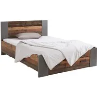 FORTE Bett Clif, Jugendbett, Belastbarkeit 120 KG, Schubkasten optional (Liegefläche 140cmx200cm), Industrial Design