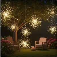 Salcar LED Solarleuchte LED Solarleuchte Außen Feuerwerk LED Solar Gartendeko 90 LED Warmweiß, 26cm Feuerwerk hängend Dämmerungssensor Spritzwassergeschützt
