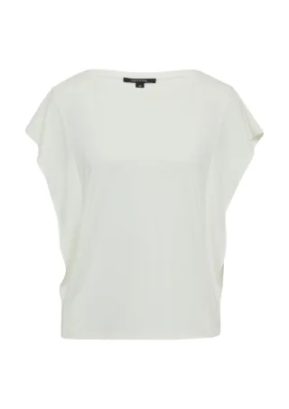 comma - Jersey-Shirt mit Volantärmeln weiß - Gr. - 42