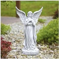 gartendekoparadies.de Gartenfigur Engel mit Flügel Grabengel, Steinfigur, H. 47 cm, 7 kg, Frostsicher