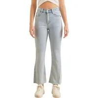 Ital-Design Ankle-Jeans Modische Hochbund-Jeans für Damen, vielseitig & bequem (91531138) Destroyed-Look Stretch Bootcut Jeans in Blau
