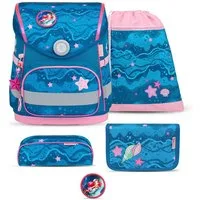 Belmil Schulranzen Schulranzen Set,Compact,Brustgurt,Magnetverschluss,Patches (5-tlg., Schulranzen Set 5 tlg)