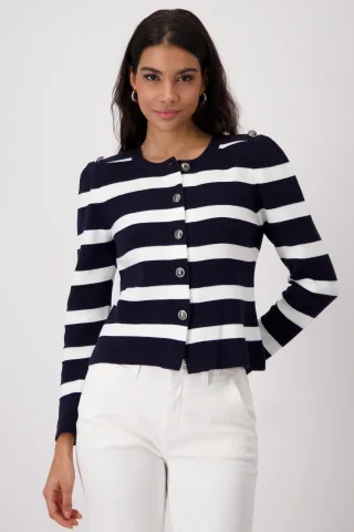 monari - Ringel Strickjacke deep ocean ringel - Gr. - 38