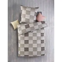 Optidream Bettwäsche Set Renforcé 135x200 Baumwolle Kiran hellbraun, Renforcé, 2 teilig, Sommer Geschenke Idee Frauen Männer weich sale Reißverschluss Partner