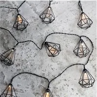 Lights4fun LED-Lichterkette 10er LED Diamant Lichterkette schwarz
