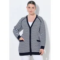 Ulla Popken Strickjacke Strickjacke in Ringeloptik aus Feinstrick