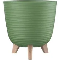 Engelland Blumentopf Pflanztopf mit Füßen (Vorteils-Set, 1 St., robuster PP-Kunststoff), Wellenoptik, rund, UV-resistent, Drainagesystem, direkte Bepflanzung
