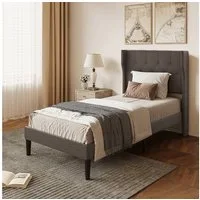 Bealife Bettgestell mit Kopfteil und Lattenrost, Doppelbett, Einzelbett,3 Modelle (90x200, 120x200, 140x200cm)