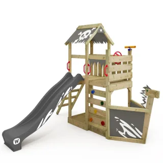 Abenteuerspielturm SpookyFlyer mit Rutsche und Kletterleiter für den Garten - Hochwertiger Kinderspielplatz Spielhaus aus Holz - Wickey