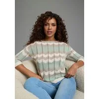 Laura Scott Strickpullover leichter Übergangspullover mit Ajourmuster und 3/4 Ärmeln