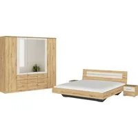 rauch Schlafzimmer-Set Komplettschlafzimmer Schlafzimmer BURANO mit Schrank in 3 Breiten, (Set, 4-tlg), Bett 180x200 cm und 2 Nachttischen MADE IN GERMANY