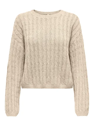 ONLY - ONLFELIS LS O-NECK KNT ecru - Gr. - S
