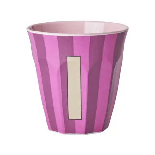 Rice Melamin Becher Buchstabe I / Streifen / Pink 250ml