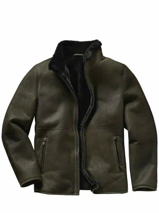 Mey & Edlich Herren Lammfelljacke Kalamon Grün Lammfell