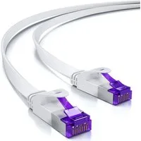 deleyCON deleyCON 25m RJ45 Patchkabel Flachkabel mit CAT7 Rohkabel U/FTP - Weiß LAN-Kabel