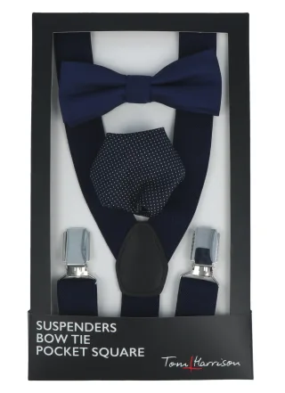 Willen - Hosenträger,Hosenträger Leder,Hosenträger Herren,Hosenträger Anzug,Hosenträger Hochzeit marine - Gr. - OS
